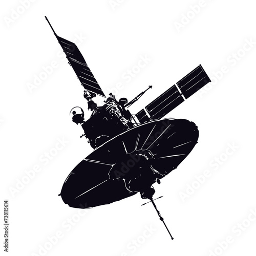 Silhouette Satellite Communication in space black color only