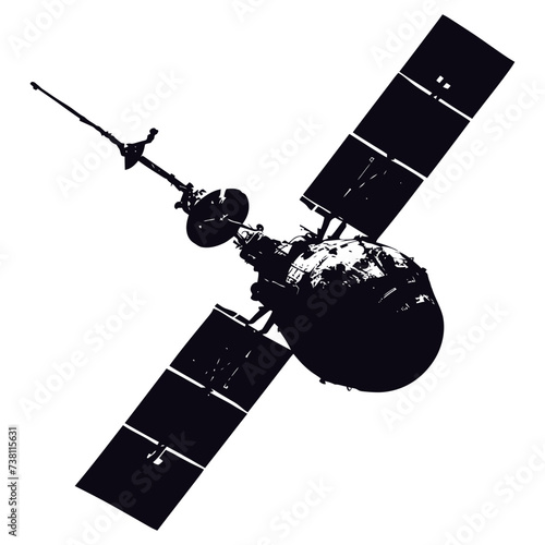 Silhouette Satellite Communication in space black color only