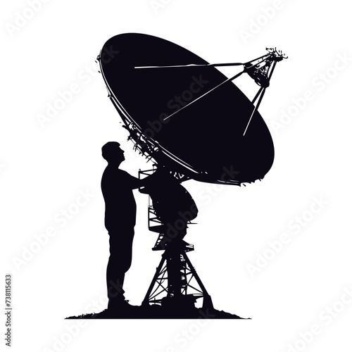 Silhouette Satellite Communication in space black color only