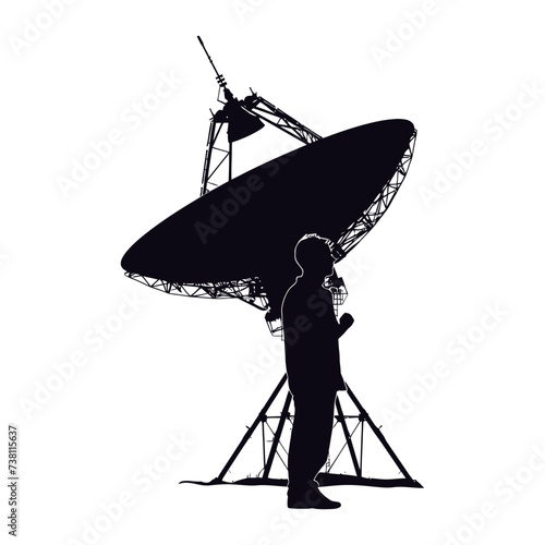 Silhouette Satellite Communication in space black color only