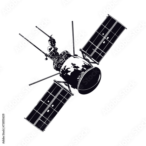 Silhouette Satellite Communication in space black color only