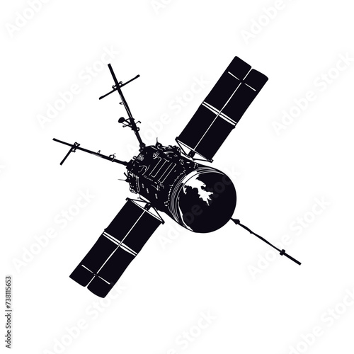 Silhouette Satellite Communication in space black color only