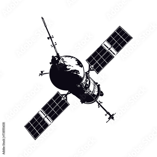 Silhouette Satellite Communication in space black color only