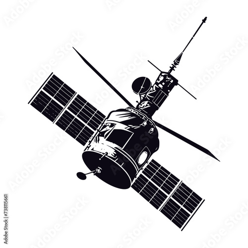 Silhouette Satellite Communication in space black color only