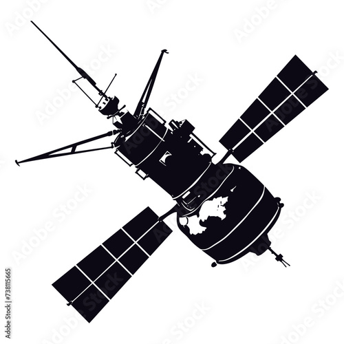 Silhouette Satellite Communication in space black color only