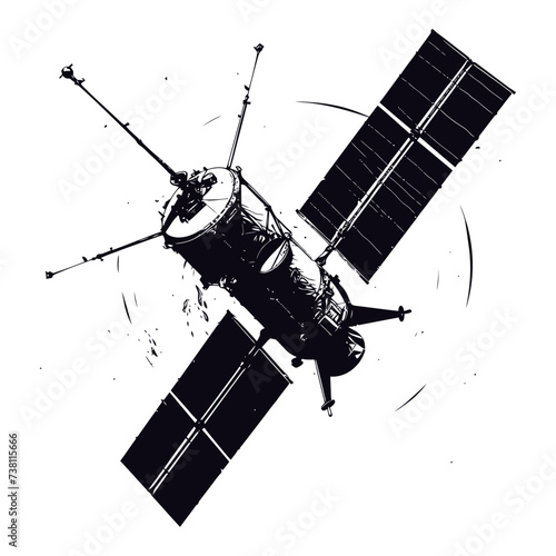 Silhouette Satellite Communication in space black color only