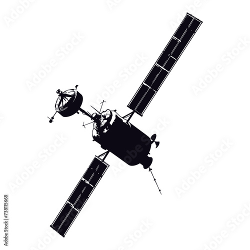 Silhouette Satellite Communication in space black color only