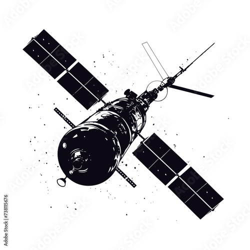 Silhouette Satellite Communication in space black color only