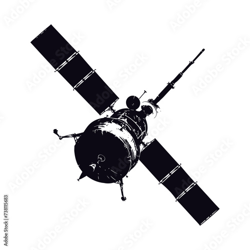 Silhouette Satellite Communication in space black color only