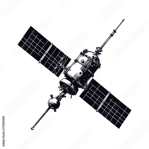 Silhouette Satellite Communication in space black color only
