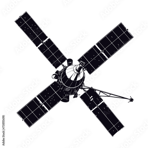 Silhouette Satellite Communication in space black color only