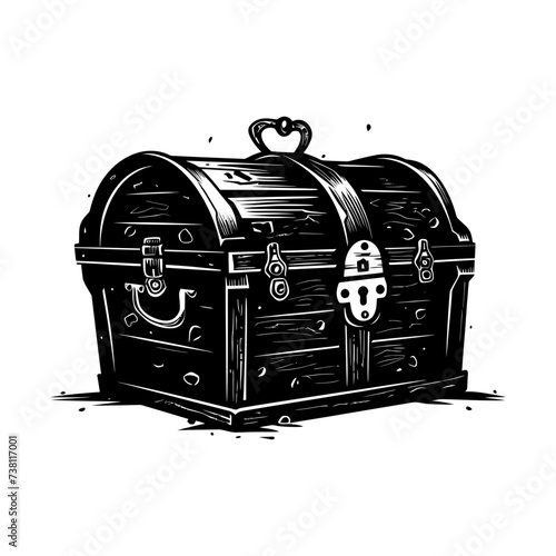 Silhouette Treasure Chest black color only