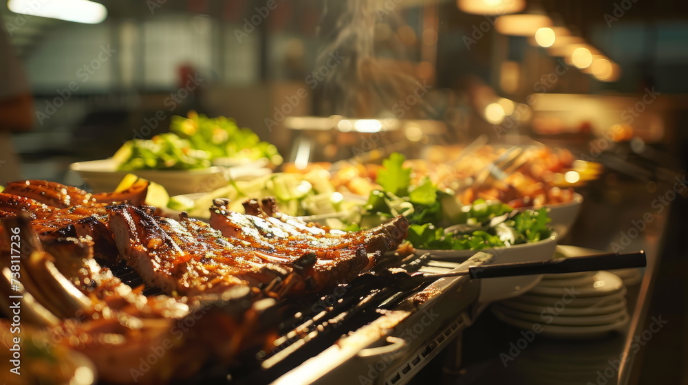 Culinary Selection: Indoor Buffet Featuring Grilled Meat Specialties
