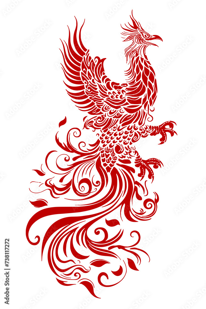 red chinese phoenix vector png