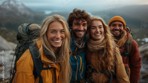 essence of friendship shared experiences deepen bonds in smiling group friends  breathtaking landscape © EyeAmAmazed