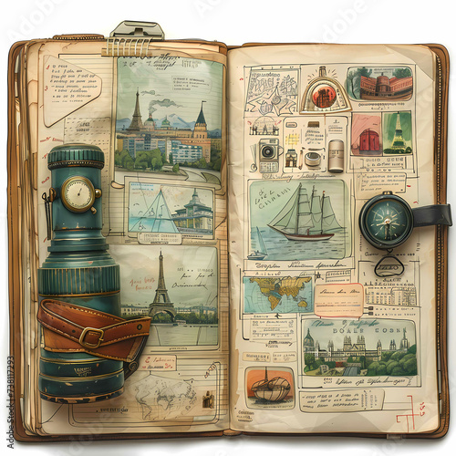Vintage Travel Journal with Nostalgic Exploration Theme