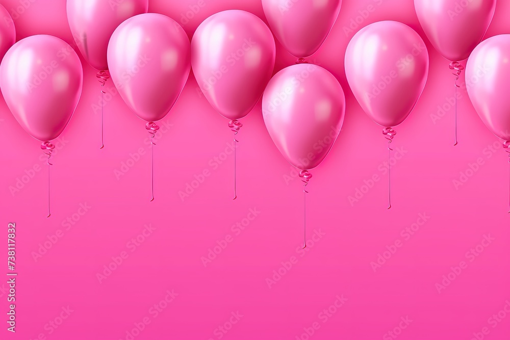 pink balloon with pink background with empty space below