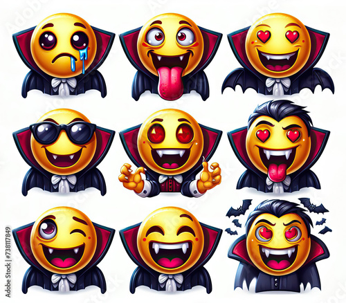Wallpaper Mural A set of vampire emoticons on a white background. Generative AI. Torontodigital.ca