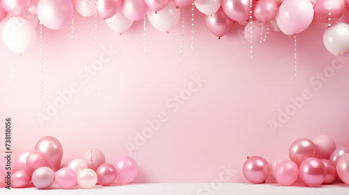 baby shower, Minimalistyczne tło na życzenia urodzinowe - pastelowa tapeta z balonami