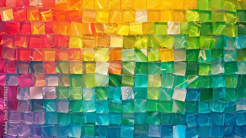 Abstract background wall of rainbow color mosaic