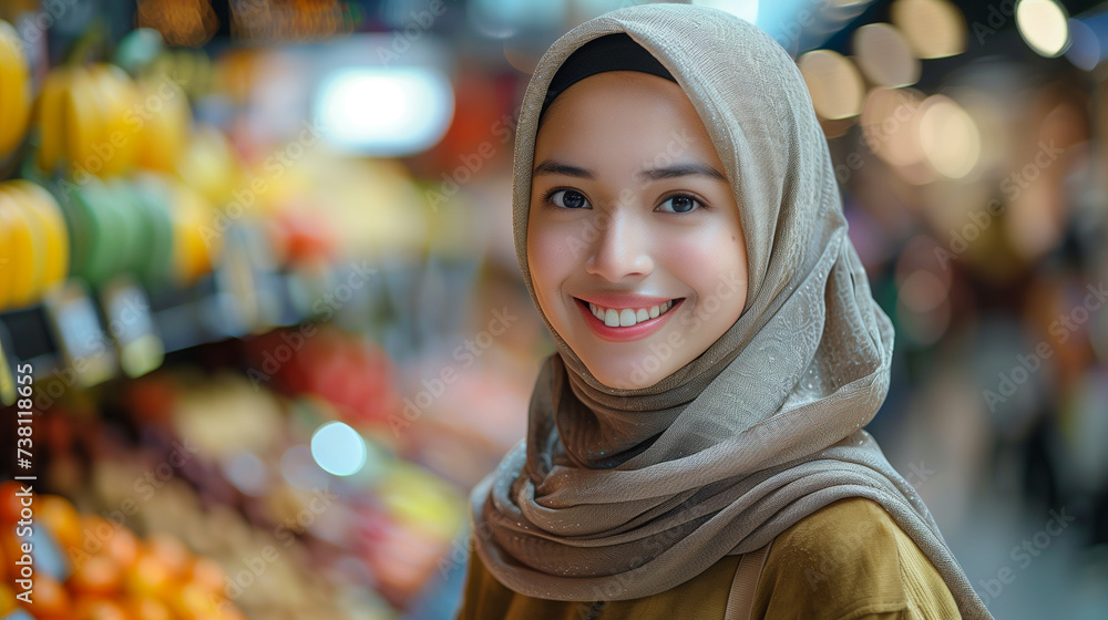Young Smilling women with hijab while shopping in modern shopping mall. Young Smilling women with hijab while shopping in modern shopping mall.