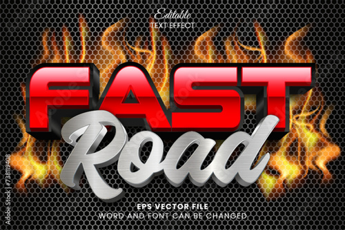 Fast road motorcycle 3d editable text effect