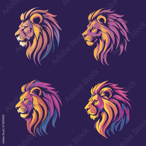 Lion head logo, for UI, poster, banner, social media post, branding