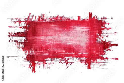 Luminous Red Texture: Neon Grunge and Scratch Effect Horizontal with White Border Isolated on White