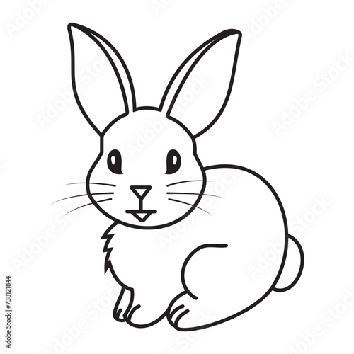 White rabbit Hear icon, logo, vector. Easter bunny vector illustration. Easter day element bunny, rabbit. Minimal bunny line art