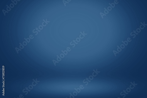 Dark blue studio room background with light effects with empty space	
 photo