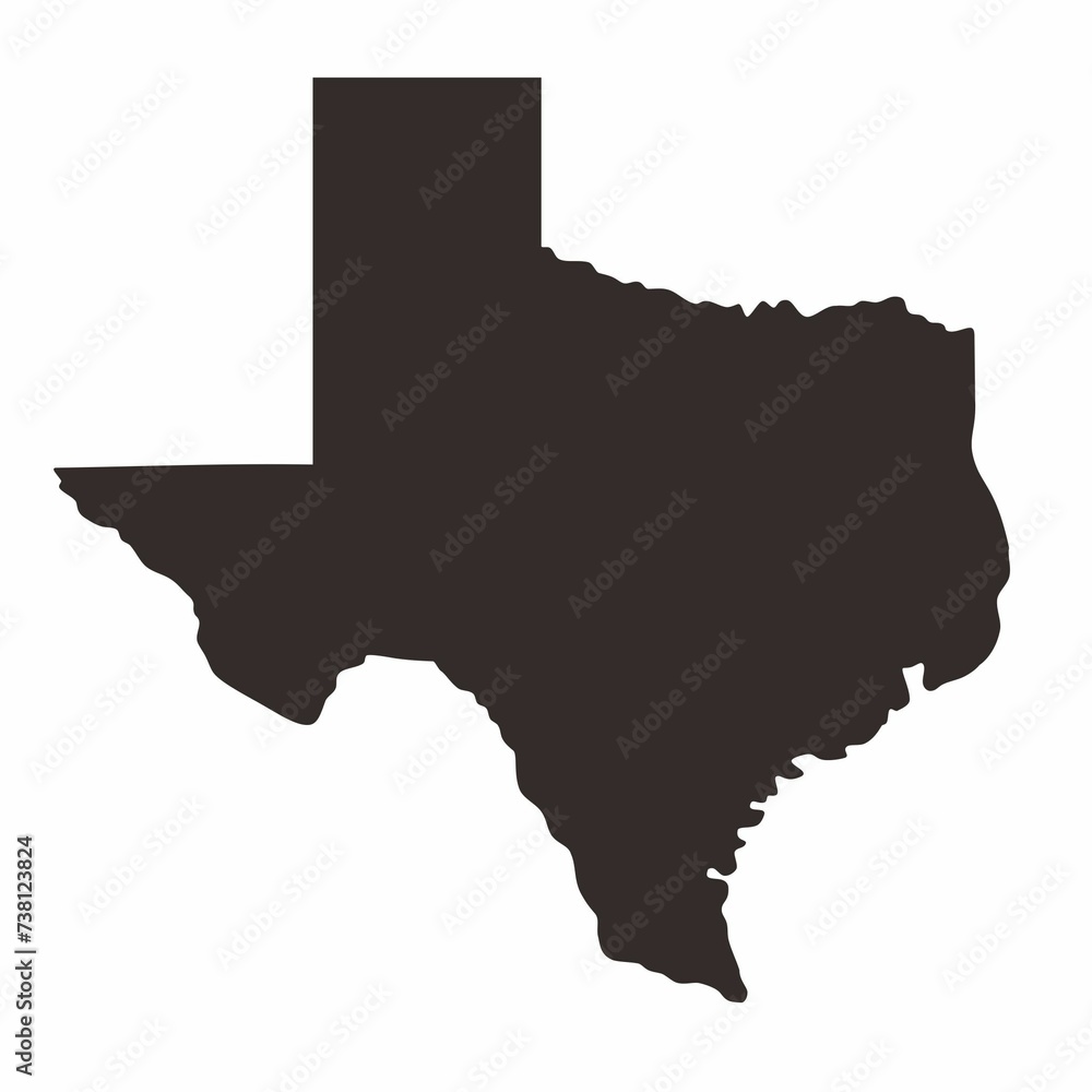 Texas map. Flat design. silhouettes blank map on white background