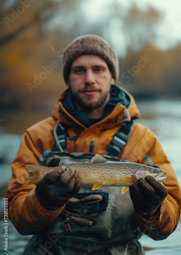 fisherman caught salmon, trout, pink salmon, fishing, close-up, fish, lake, river, scales, carp, nature, fins, tail, man, hobby, hand holding perch, water, forest
