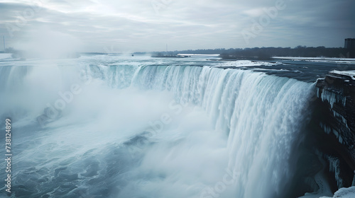 Niagara Falls edge,, Majestic rock cliff beauty in nature waterfall