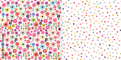 Floral seamless patterns set different wallpapers, backgrounds, decorative spring and summer design