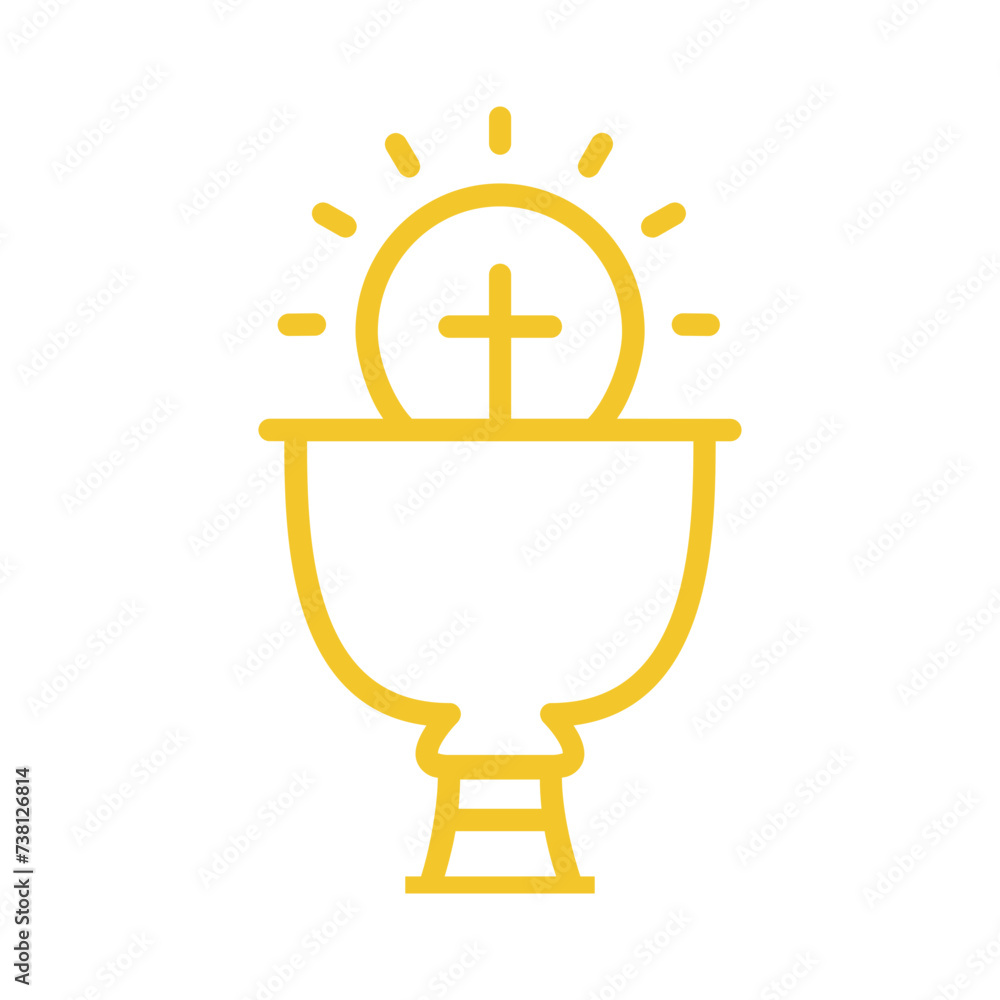 Golden Holy Eucharist Line Icon Golden Holy Eucharist Line Icon