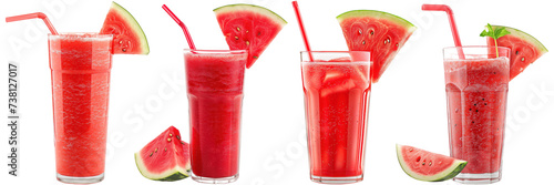 Watermelon juice in a glass isolated on transparent background
