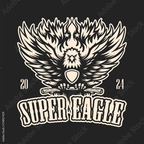 A eagle illustration vector in monochrome style