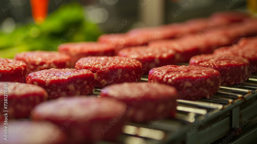 Grilled beef, lamb and chicken cutlets. Catering. Preparations in a