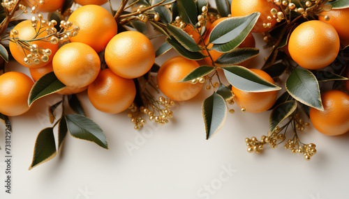 Fresh tangerine branch, a gift of nature vibrant celebration generated by AI