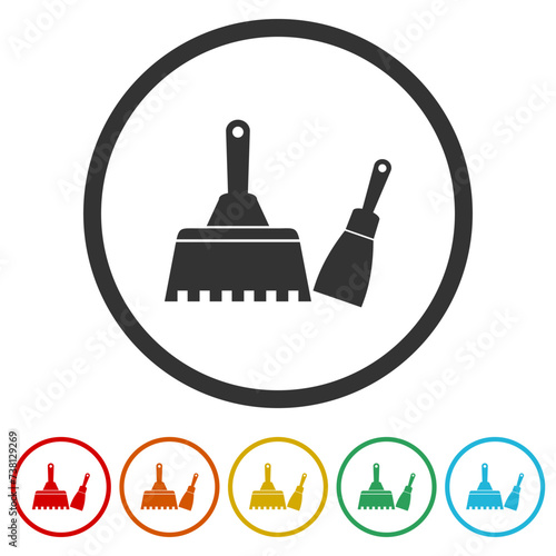 Putty knives icon. Set icons in color circle buttons