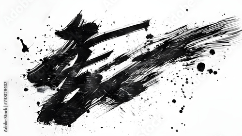 Japanese calligraphy inspiration, black ink brush stroke, abstract artistic background
