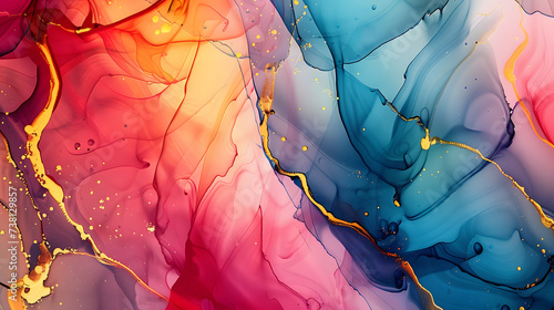 Marble ink abstract art, luxury fluid painting, alcohol ink technique