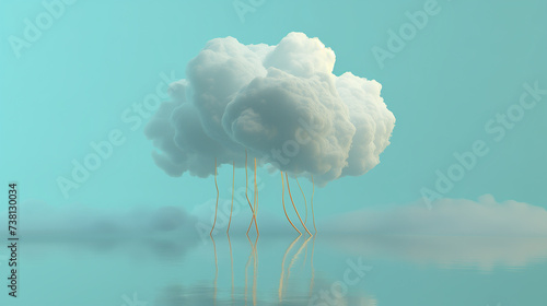 Surreal Cloud Formation on Pillars Over Calm Ocean at Dawn