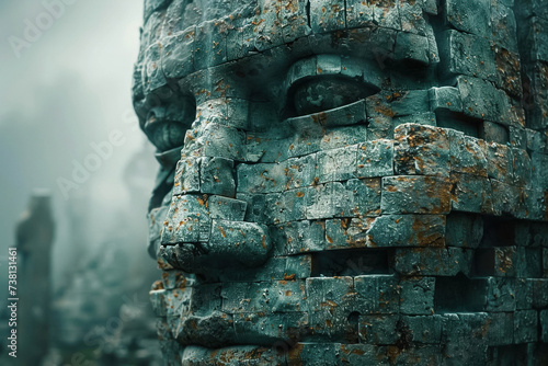 Ancient ruins reimagined with futuristic technology closeup photo