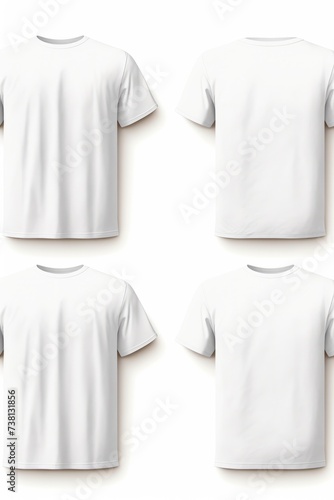 Four white T-shirts on a white background