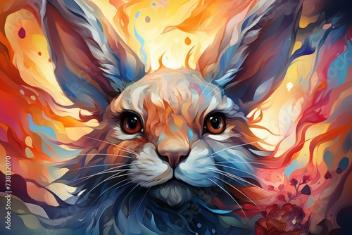 Easter bunny, fantasy portrait. a vibrant of color. Rabbit close-up.