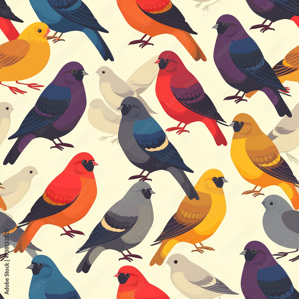 Obraz premium Tile with doves, pigeon as background and to fill areas, ai generated