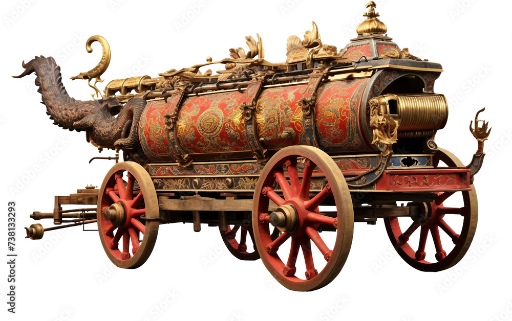 Chinese Fire Lance Cart in Isolation Isolated on Transparent Background PNG.