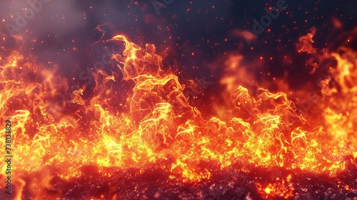 Fire background with sparks and embers photo