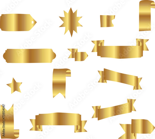 gold ribbon set set of golden ribbons element banner background design